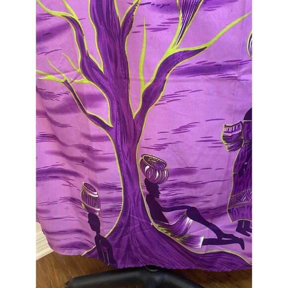 Vtg Metropolitan Purple African OS House Dress Kaftan V Neck Mrs. Roper Muumuu - Picture 14 of 16